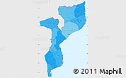 Political Shades Simple Map of Mozambique, single color outside