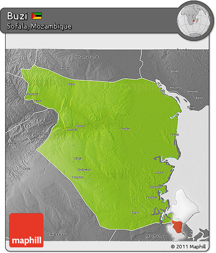Physical 3D Map of Buzi, desaturated