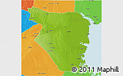 Physical 3D Map of Buzi, political outside