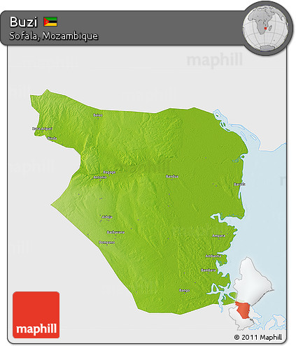Physical 3D Map of Buzi, single color outside