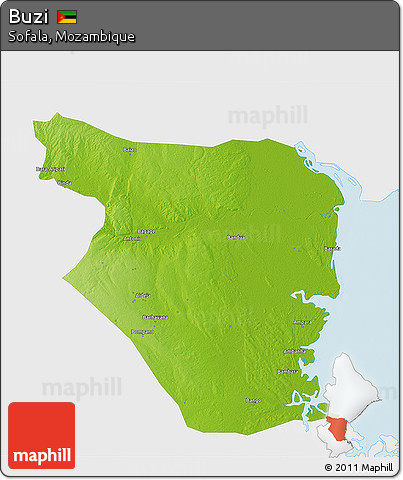 Physical 3D Map of Buzi, single color outside