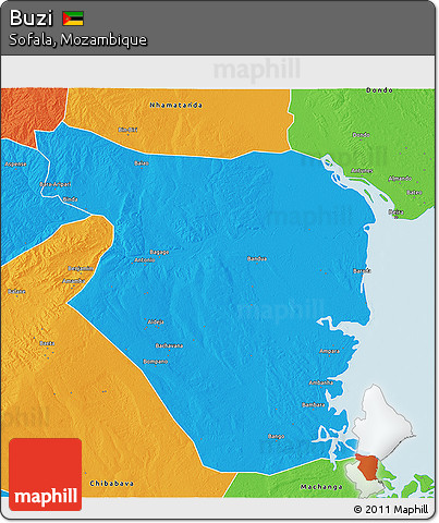 Political 3D Map of Buzi