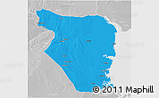 Political 3D Map of Buzi, lighten, desaturated