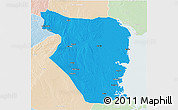 Political 3D Map of Buzi, lighten
