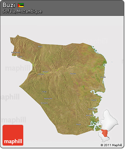 Satellite 3D Map of Buzi, cropped outside