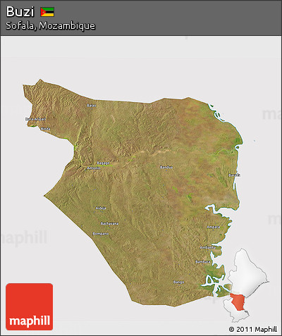 Satellite 3D Map of Buzi, cropped outside