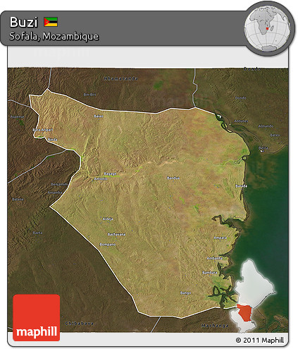 Satellite 3D Map of Buzi, darken