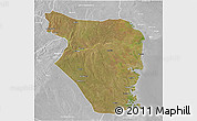 Satellite 3D Map of Buzi, lighten, desaturated