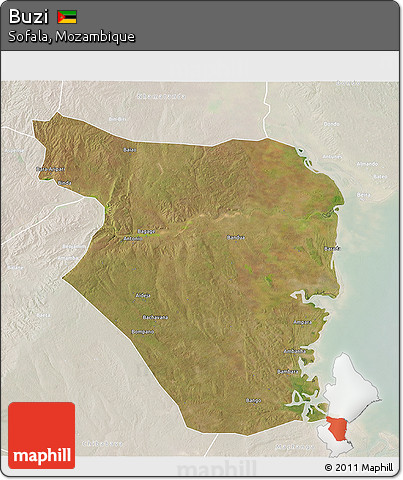 Satellite 3D Map of Buzi, lighten