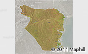 Satellite 3D Map of Buzi, lighten, semi-desaturated
