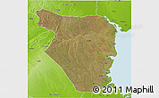 Satellite 3D Map of Buzi, physical outside