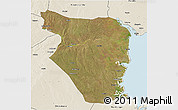 Satellite 3D Map of Buzi, shaded relief outside