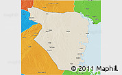 Shaded Relief 3D Map of Buzi, political outside