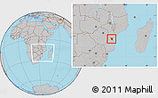 Gray Location Map of Buzi, within the entire country