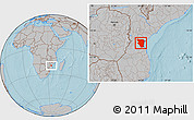 Gray Location Map of Buzi, hill shading