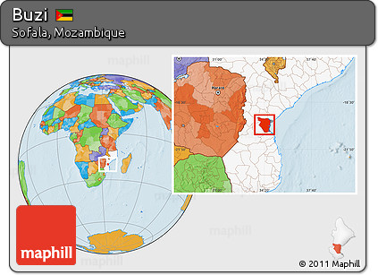 Political Location Map of Buzi, highlighted country