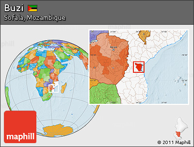 Political Location Map of Buzi, highlighted country