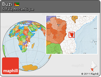 Political Location Map of Buzi, highlighted country