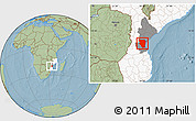 Savanna Style Location Map of Buzi, highlighted country, highlighted parent region, hill shading
