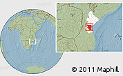 Savanna Style Location Map of Buzi, highlighted parent region, hill shading