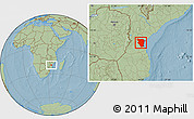 Savanna Style Location Map of Buzi, hill shading