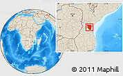 Shaded Relief Location Map of Buzi