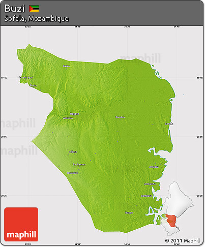 Physical Map of Buzi, cropped outside