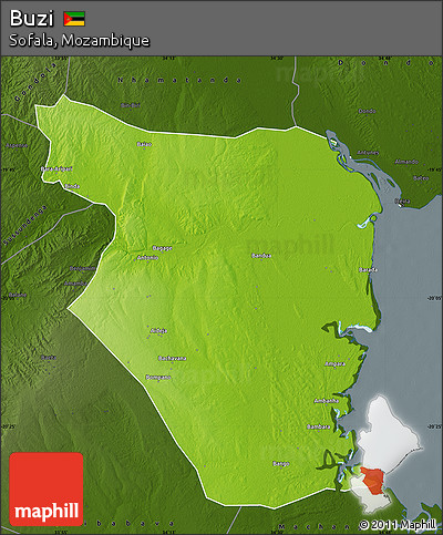 Physical Map of Buzi, darken