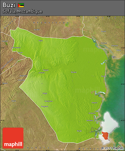 Physical Map of Buzi, satellite outside