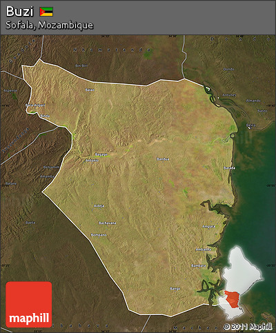 Satellite Map of Buzi, darken