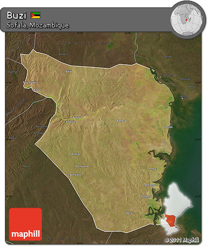 Satellite Map of Buzi, darken