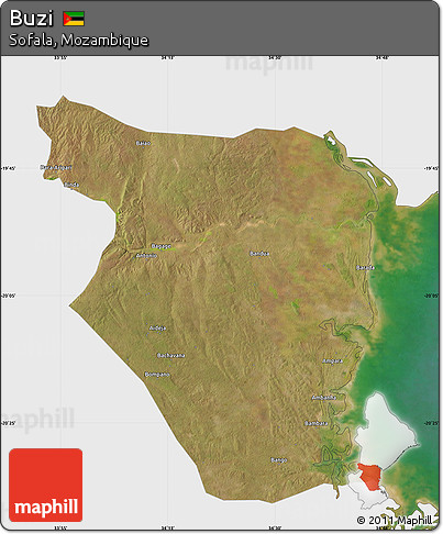 Satellite Map of Buzi, single color outside
