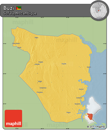 Savanna Style Map of Buzi, single color outside