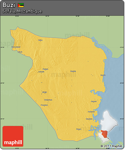 Savanna Style Map of Buzi, single color outside