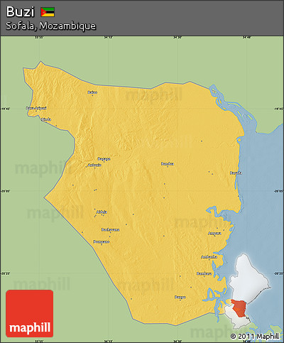 Savanna Style Map of Buzi, single color outside
