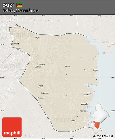 Shaded Relief Map of Buzi, lighten