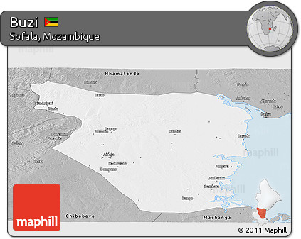 Gray Panoramic Map of Buzi