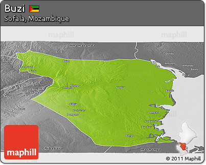Physical Panoramic Map of Buzi, desaturated