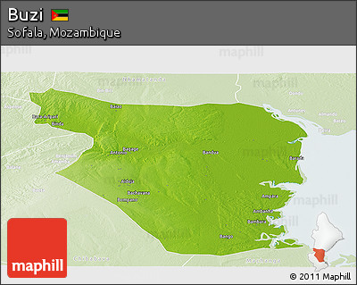 Physical Panoramic Map of Buzi, lighten
