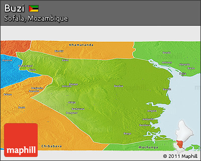 Physical Panoramic Map of Buzi, political outside