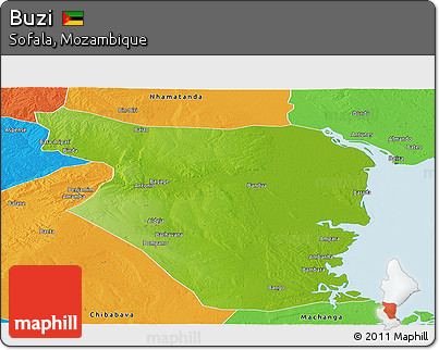 Physical Panoramic Map of Buzi, political outside