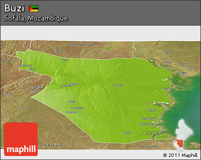 Physical Panoramic Map of Buzi, satellite outside