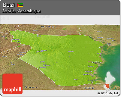 Physical Panoramic Map of Buzi, satellite outside