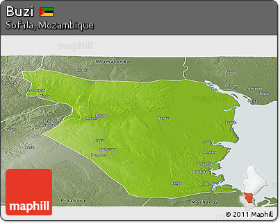 Physical Panoramic Map of Buzi, semi-desaturated