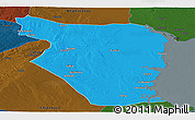 Political Panoramic Map of Buzi, darken