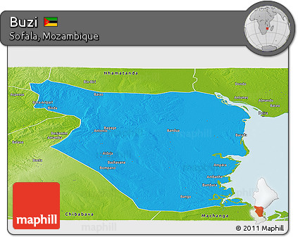 Political Panoramic Map of Buzi, physical outside