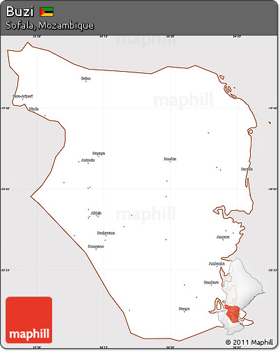 Classic Style Simple Map of Buzi, cropped outside