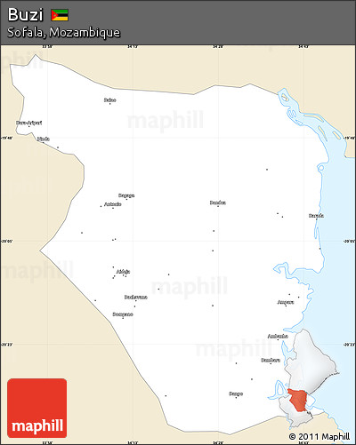 Classic Style Simple Map of Buzi, single color outside