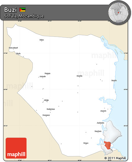Classic Style Simple Map of Buzi, single color outside
