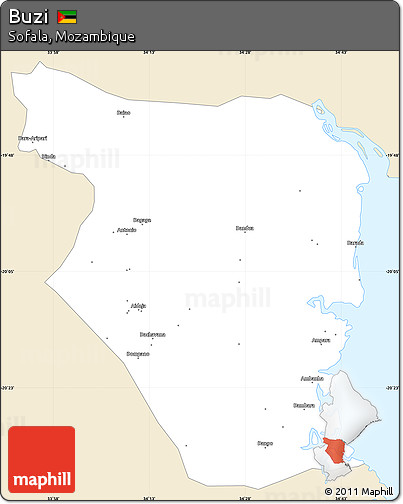 Classic Style Simple Map of Buzi, single color outside